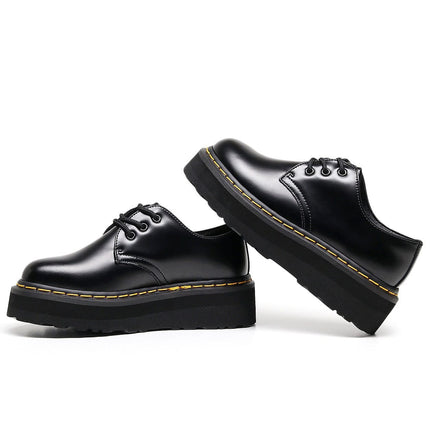 TALKLESSFASHION [do not grind feet] lightweight -1461 platform sole 3 hole martin shoes women's low-top genuine leather casual black student booties