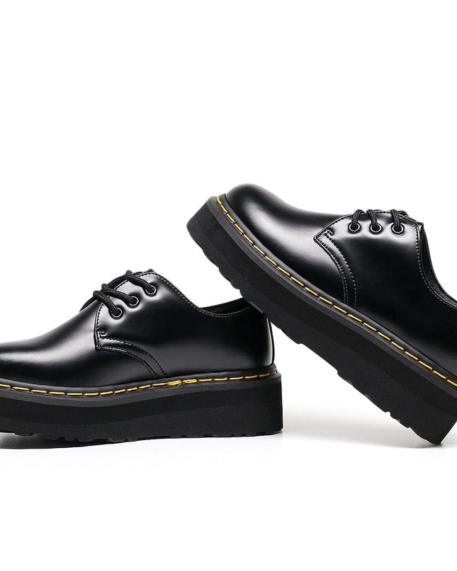 TALKLESSFASHION [do not grind feet] lightweight -1461 platform sole 3 hole martin shoes women's low-top genuine leather casual black student booties