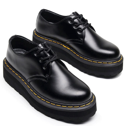 TALKLESSFASHION [do not grind feet] lightweight -1461 platform sole 3 hole martin shoes women's low-top genuine leather casual black student booties