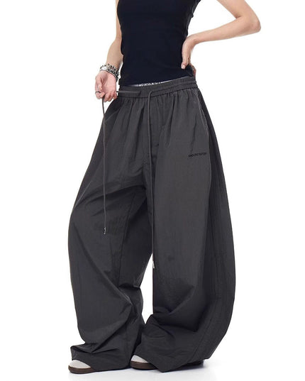 TALKLESSFASHION Drawstring pleats, quick-drying paratrooper pants, women's summer loose drape, wide-leg pants, hip-hop, American vintage jazz dance, scimitar pants