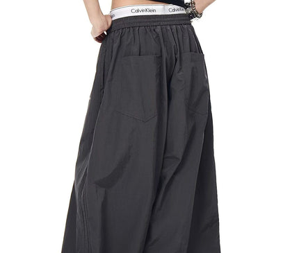 TALKLESSFASHION Drawstring pleats, quick-drying paratrooper pants, women's summer loose drape, wide-leg pants, hip-hop, American vintage jazz dance, scimitar pants