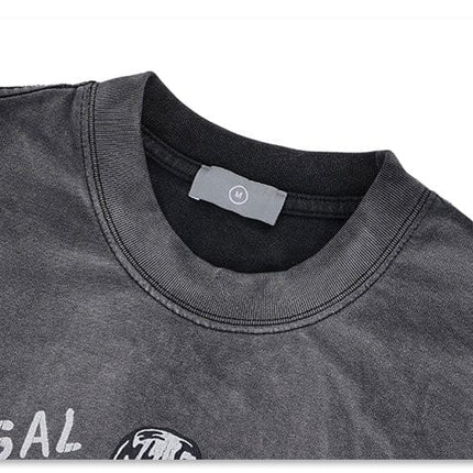 TALKLESSFASHION Dyed Retro Printed T-Shirt —- 7090