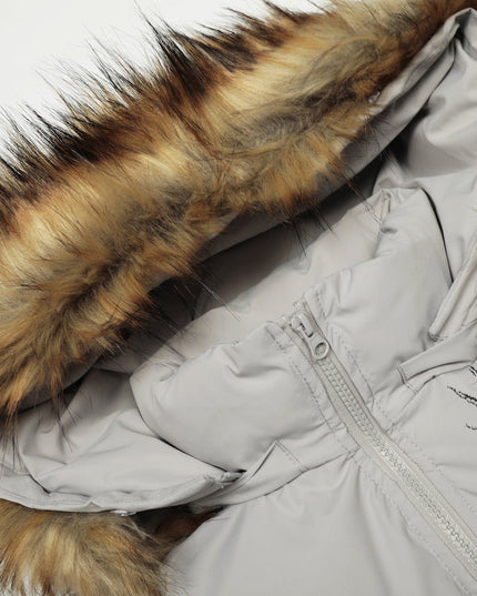 TALKLESSFASHION Elysian Frost Luxe Fur-Collar Puffer Jacket