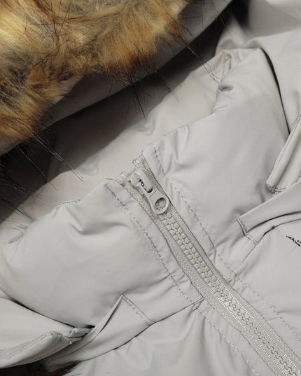 TALKLESSFASHION Elysian Frost Luxe Fur-Collar Puffer Jacket