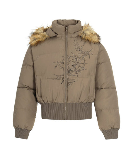 TALKLESSFASHION Elysian Frost Luxe Fur-Collar Puffer Jacket