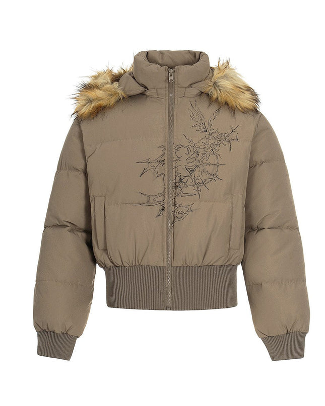 TALKLESSFASHION Elysian Frost Luxe Fur-Collar Puffer Jacket