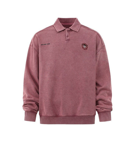 THETLSTUDIO Embroidered Lapel Pullover Sweatshirt
