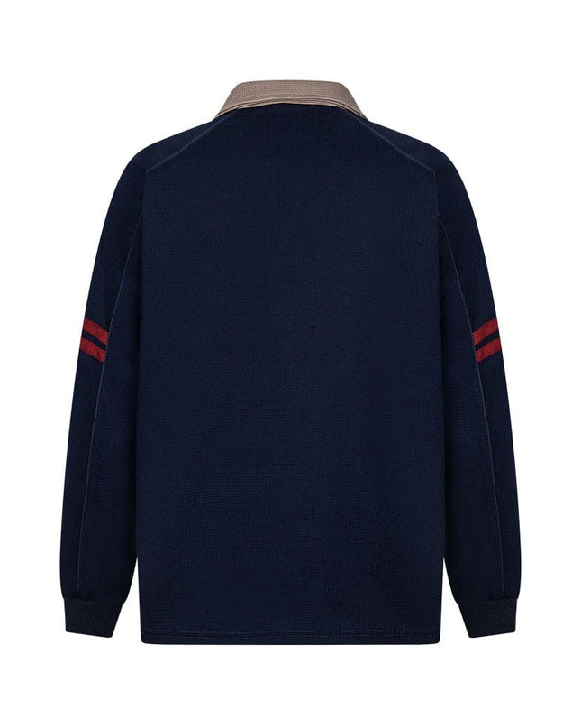 TALKLESSFASHION embroidered letter contrast color lapel long-sleeved top casual