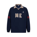 TALKLESSFASHION embroidered letter contrast color lapel long-sleeved top casual