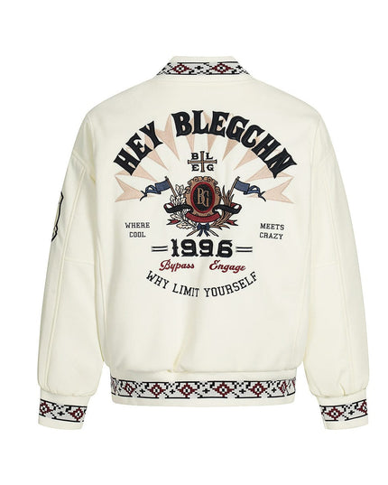 TALKLESSFASHION Embroidery Campus Style Cotton jacket