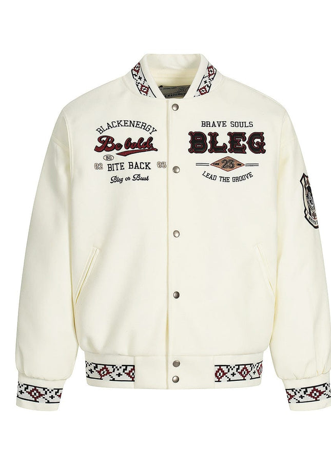 TALKLESSFASHION Embroidery Campus Style Cotton jacket