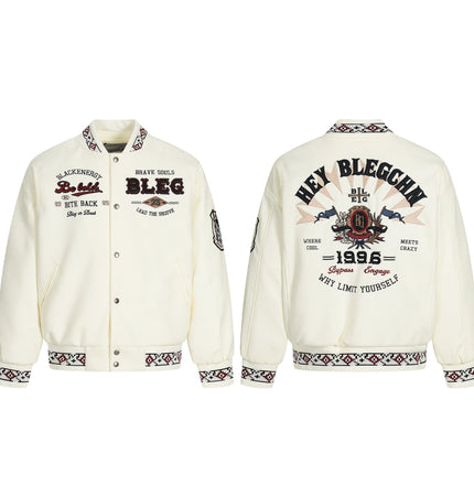 TALKLESSFASHION Embroidery Campus Style Cotton jacket
