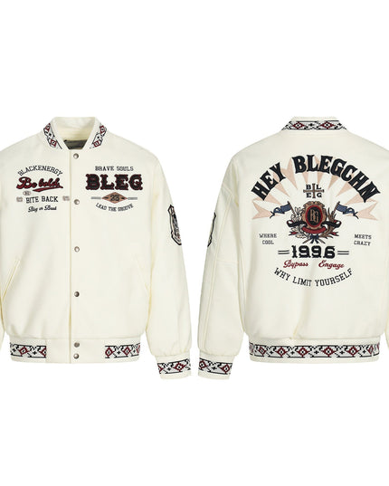 TALKLESSFASHION Embroidery Campus Style Cotton jacket