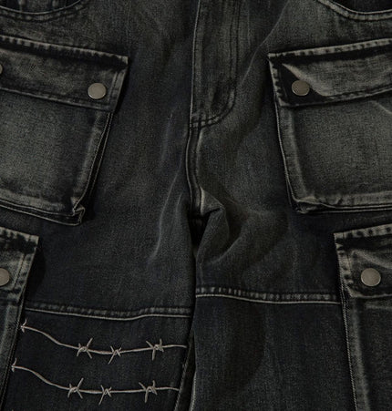 TALKLESSFASHION Embroidery RockTrail Explorer Jeans—7316