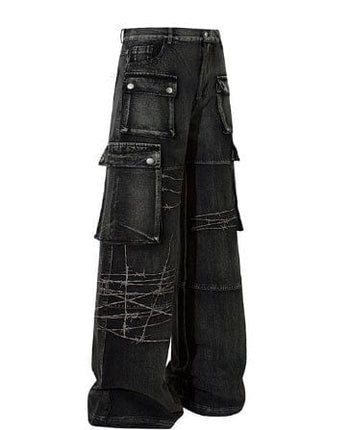 TALKLESSFASHION Embroidery RockTrail Explorer Jeans—7316