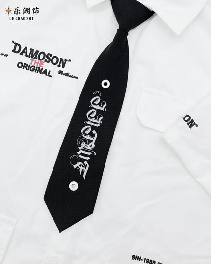 TALKLESSFASHION English printed tie Le Chao zipper-free ties