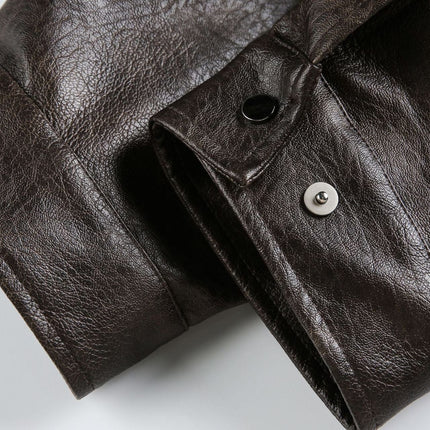TALKLESSFASHION EON 26 Spring New in stock American vintage distressed stand-up collar loop leather jacket jacket