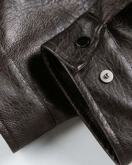 TALKLESSFASHION EON 26 Spring New in stock American vintage distressed stand-up collar loop leather jacket jacket