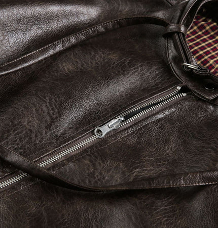 THETLSTUDIO EON 26 Spring New in stock American vintage distressed stand-up collar loop leather jacket jacket