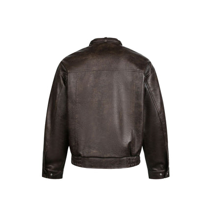 THETLSTUDIO EON 26 Spring New in stock American vintage distressed stand-up collar loop leather jacket jacket