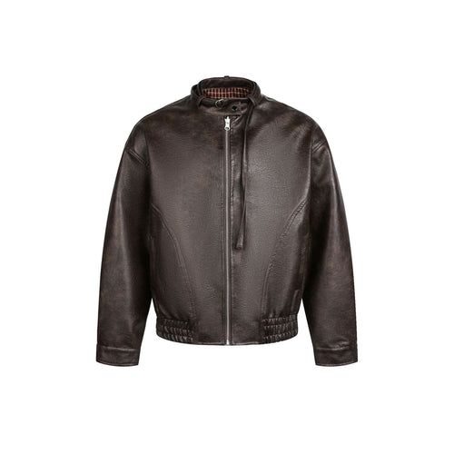 THETLSTUDIO EON 26 Spring New in stock American vintage distressed stand-up collar loop leather jacket jacket