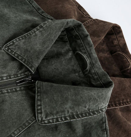 THETLSTUDIO EON 26 Spring New in stock American vintage washed zip lapel jacket jacket