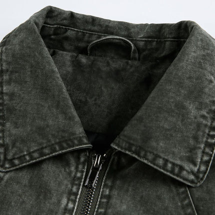 TALKLESSFASHION EON 26 Spring New in stock American vintage washed zip lapel jacket jacket