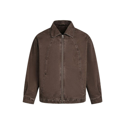 TALKLESSFASHION EON 26 Spring New in stock American vintage washed zip lapel jacket jacket