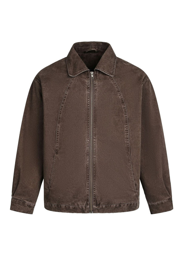 TALKLESSFASHION EON 26 Spring New in stock American vintage washed zip lapel jacket jacket