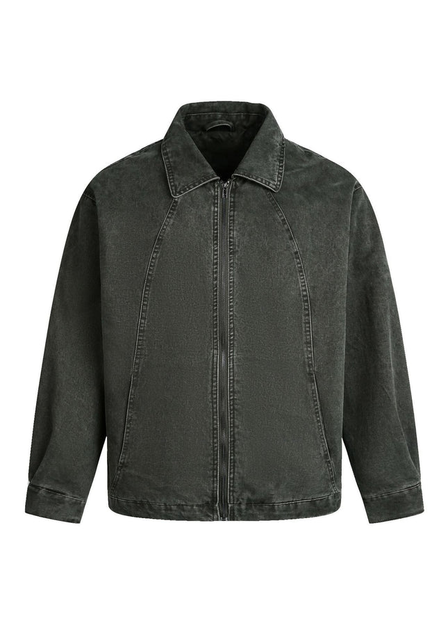 TALKLESSFASHION EON 26 Spring New in stock American vintage washed zip lapel jacket jacket