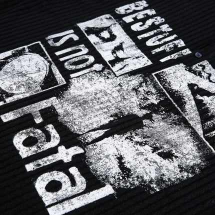 TALKLESSFASHION EON 26 Spring New Spot American Street Chao Gao Street Pit Texture Stitching Print Long Sleeve T-Shirt Men