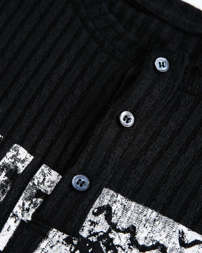 TALKLESSFASHION EON 26 Spring New Spot American Street Chao Gao Street Pit Texture Stitching Print Long Sleeve T-Shirt Men