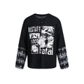 TALKLESSFASHION EON 26 Spring New Spot American Street Chao Gao Street Pit Texture Stitching Print Long Sleeve T-Shirt Men