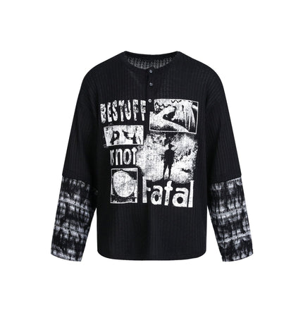THETLSTUDIO EON 26 Spring New Spot American Street Chao Gao Street Pit Texture Stitching Print Long Sleeve T-Shirt Men