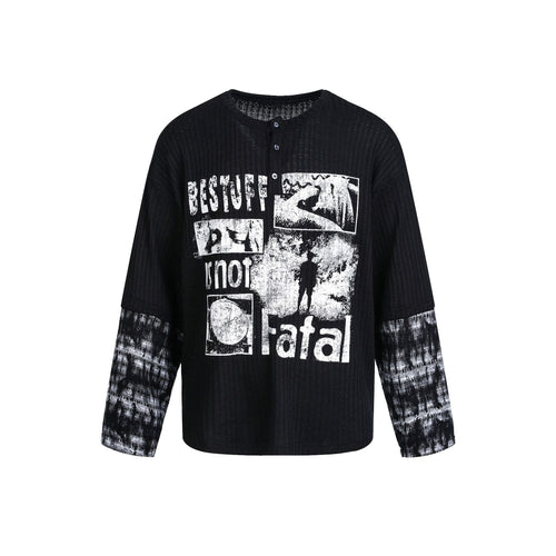 THETLSTUDIO EON 26 Spring New Spot American Street Chao Gao Street Pit Texture Stitching Print Long Sleeve T-Shirt Men