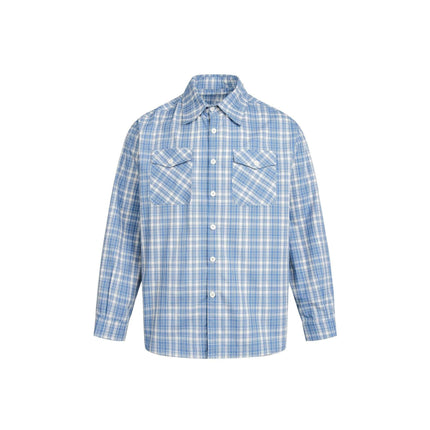 TALKLESSFASHION EON 26 spring new spot American street trend distressed plaid double pocket long sleeve shirt for men