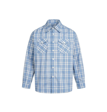 THETLSTUDIO EON 26 spring new spot American street trend distressed plaid double pocket long sleeve shirt for men