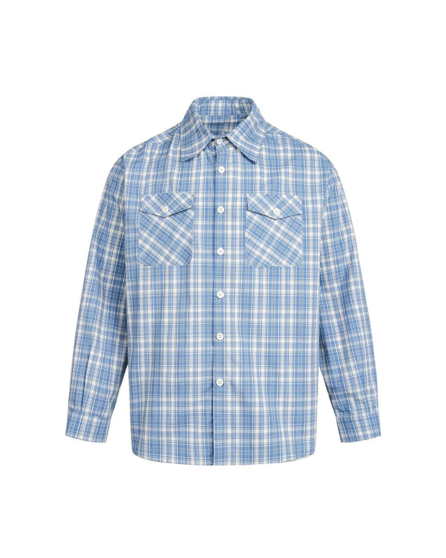 TALKLESSFASHION EON 26 spring new spot American street trend distressed plaid double pocket long sleeve shirt for men