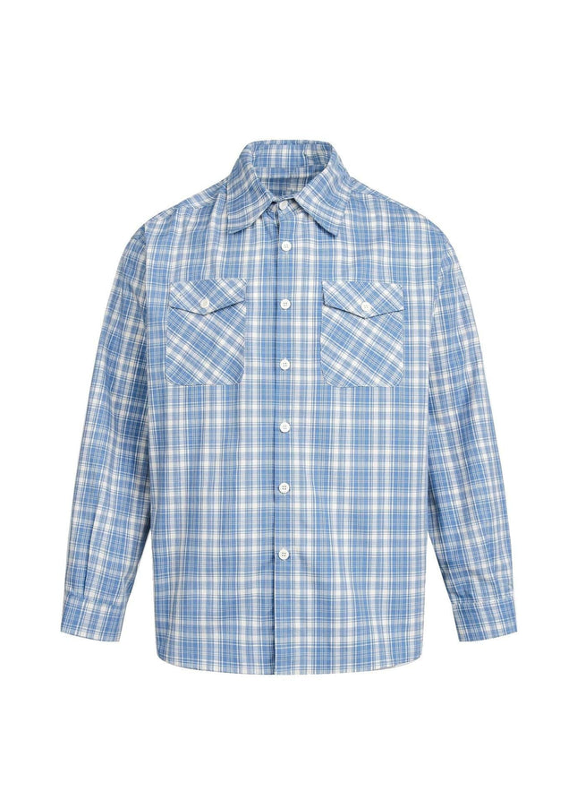 TALKLESSFASHION EON 26 spring new spot American street trend distressed plaid double pocket long sleeve shirt for men