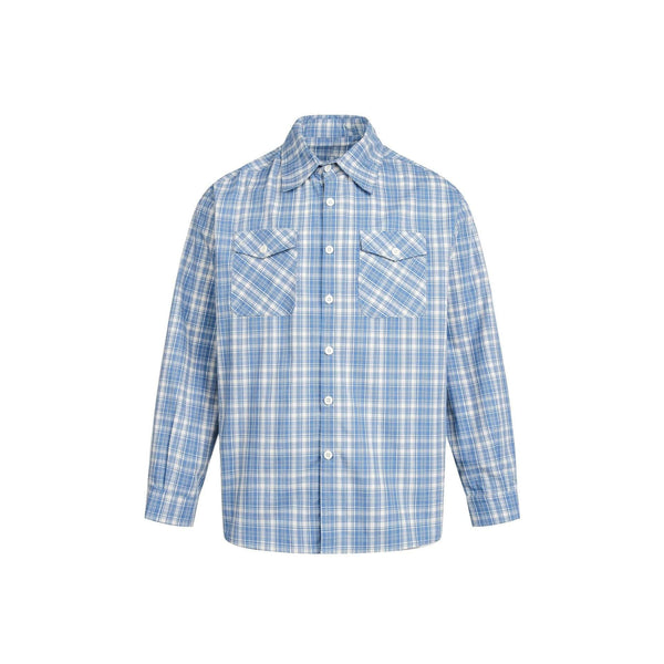 Distressed Plaid Double Pocket Shirt