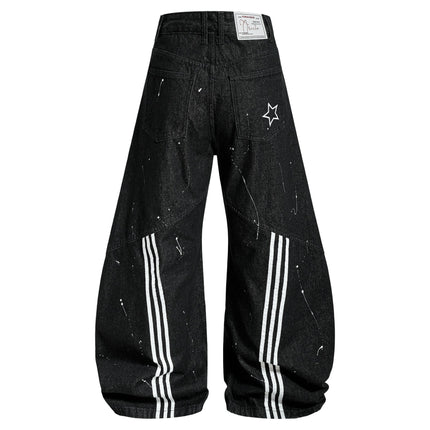 TALKLESSFASHION EON 26 spring new spot American street trendy high street individual design scimitar denim trousers