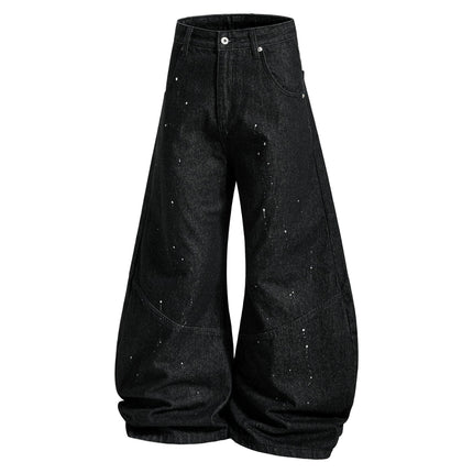 TALKLESSFASHION EON 26 spring new spot American street trendy high street individual design scimitar denim trousers