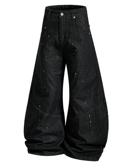TALKLESSFASHION EON 26 spring new spot American street trendy high street individual design scimitar denim trousers