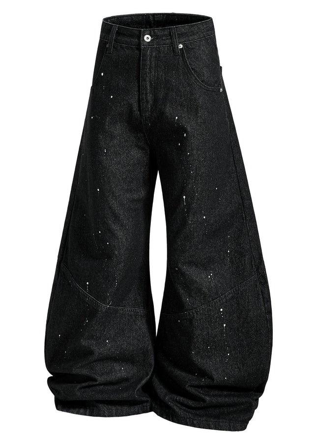 TALKLESSFASHION EON 26 spring new spot American street trendy high street individual design scimitar denim trousers