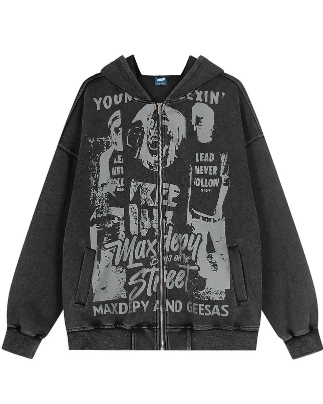 TALKLESSFASHION EON 26 spring new spot American street trendy high street individual pattern design hooded sweatshirt cardigan men