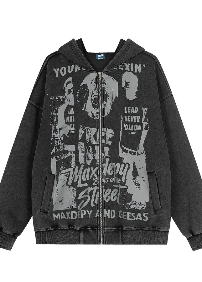 TALKLESSFASHION EON 26 spring new spot American street trendy high street individual pattern design hooded sweatshirt cardigan men