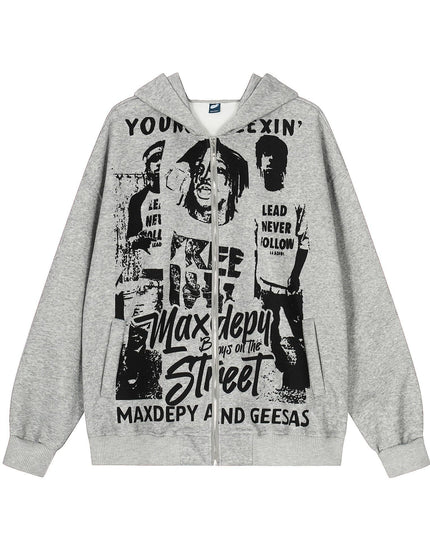 TALKLESSFASHION EON 26 spring new spot American street trendy high street individual pattern design hooded sweatshirt cardigan men