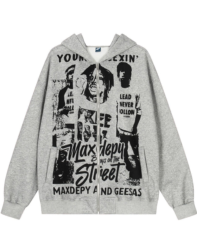 TALKLESSFASHION EON 26 spring new spot American street trendy high street individual pattern design hooded sweatshirt cardigan men