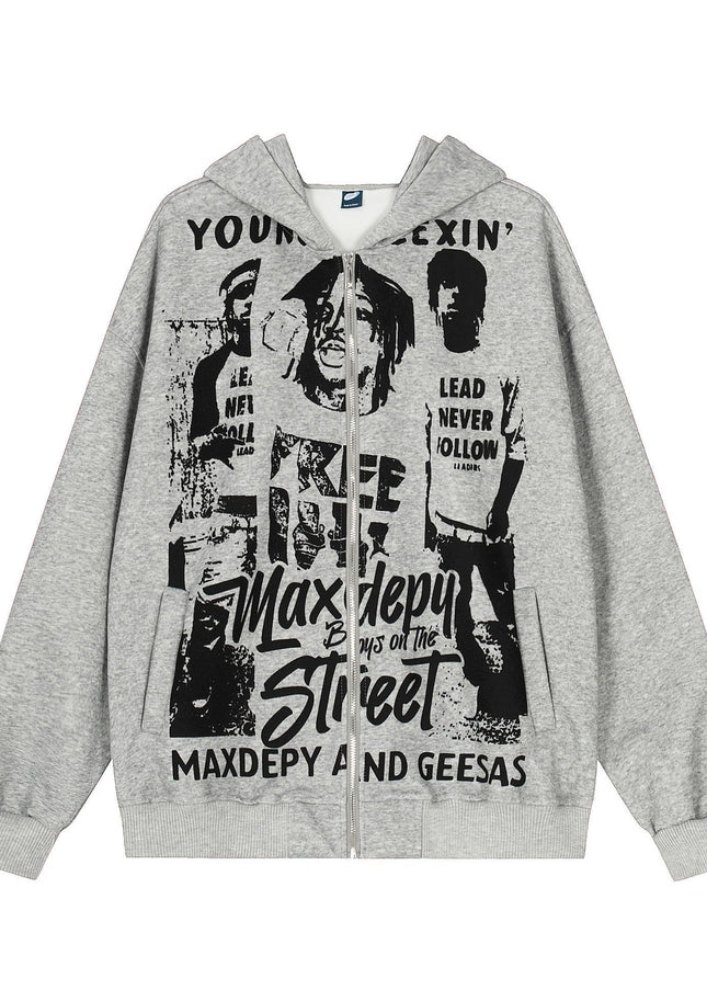 TALKLESSFASHION EON 26 spring new spot American street trendy high street individual pattern design hooded sweatshirt cardigan men
