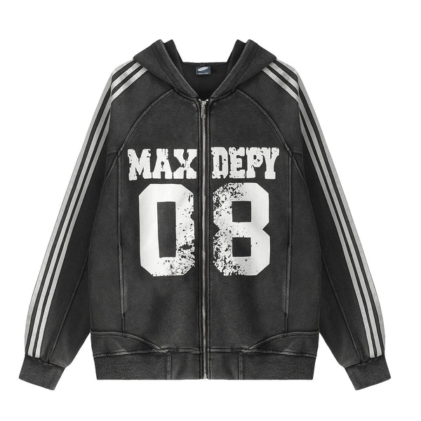 Individual Pattern Design Hooded Sweatshirt Cardigan